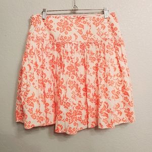 Gap white & orange floral print cotton skirt